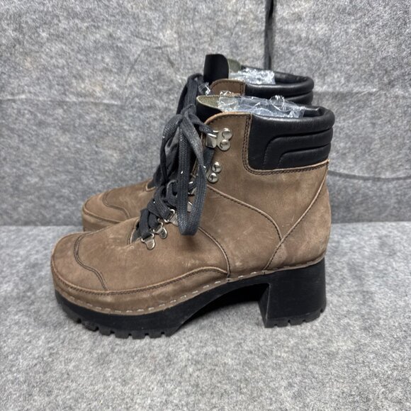 Swedish Hasbeens Trail Clog Boots EU Size 40 Brown Classic Lace Up Nubuck - Picture 1 of 9